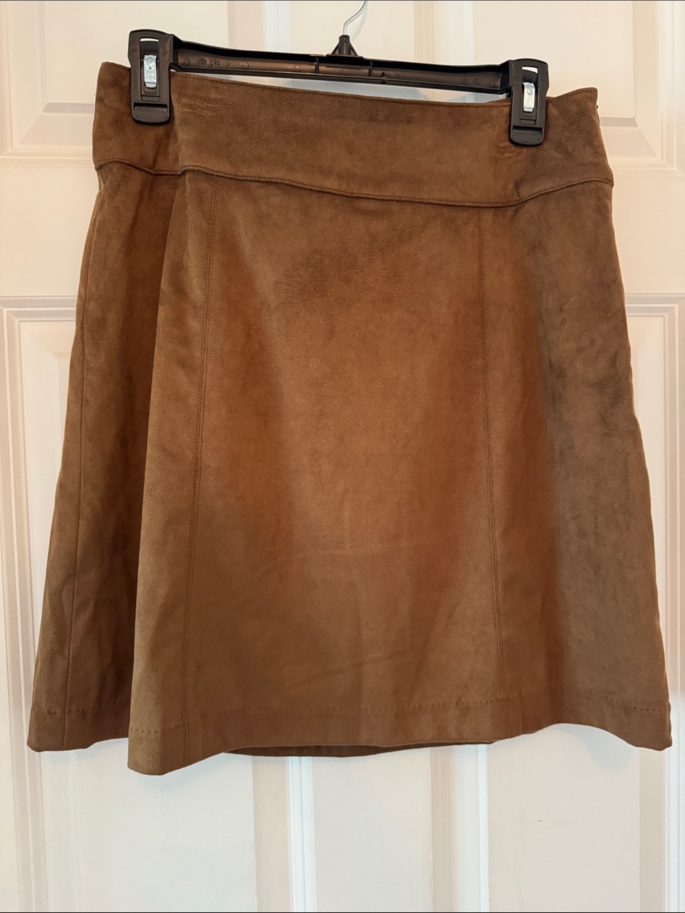 A-Line Suede Skirt in Brown